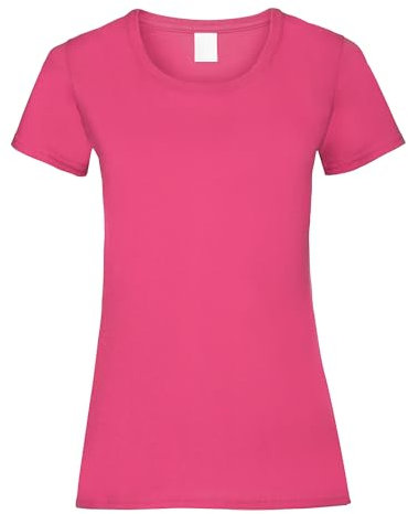 FIANA FASHIONS Women's Crew Neck Short Sleeve Plain Cotton T-Shirts Ladies Summer Soft Tees S-XXL Fuchsia
