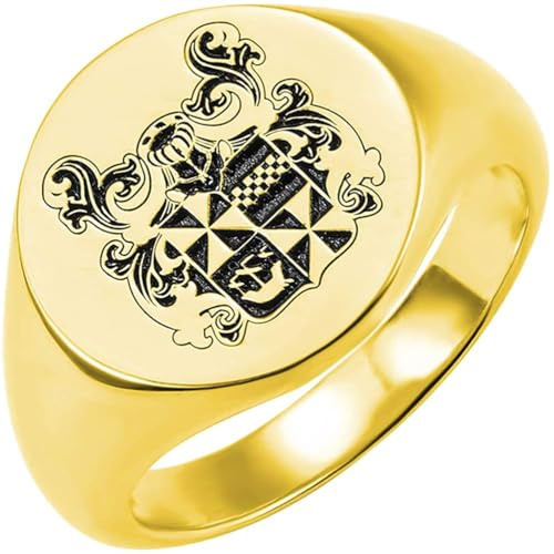 Custom Engraved Family Crest Signet Ring Mens Coat of Arms Ring Sterling Silver Heraldry Ring Personalised Signet Ring for Men Gold Men's Signet Rings Wedding Thumb Rings Jewellery Gifts (1)