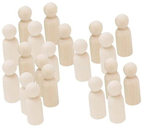 Gitohoni 20 Stück Steckpuppen Holzpuppen Körper Unbehandelte Figuren Und Holzmännchen Zum Bemalen Und Verzieren für Die Herstellung von Anhängern Und Als Hoch, Holz, 43mm Mann