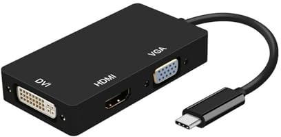 conversor - conversor USB-c Macho a dvi, hdmi y vga, 4k a 30hz, 15 cm, plástico, Ideal para conectar múltiples Dispositivos.