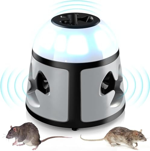 Professionnel Ultrasons Souris à Ultrasons et Rats 360 °,Appareil Répulsif Ultrasons Anti Rongeur Les et la Rats, Souris, Campagnols et Loirs
