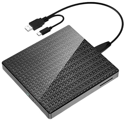 Mllepjdh Portable External DVDs Drive USB3.0 Hubs And Card Reader Fast Speed Burners For Laptop Desktop Plugs And Play Includes Shockproof Storage Case External Dvds Drive With Charging Port