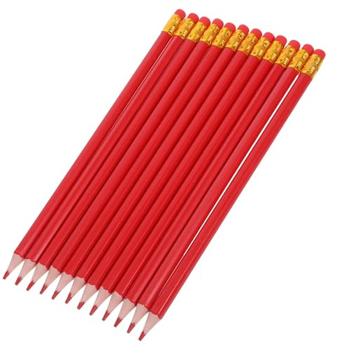 WRITWAA 12 pezzi Matite Rosse Cancellabili con Matite Preaffilate Esagonali Ergonomiche per Controllo Mappe Correzione Test e Disegno Professionale