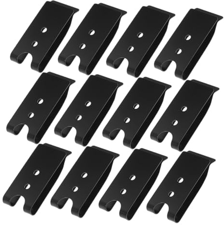 Genérico 12 Clips Metálicos para Cinturón Clip Trasero Ranurado 57X26 MM Soporte Seguro para Fundas de Celular Accesorios para Cinturón Color Negro Ideales para Actividades al Aire