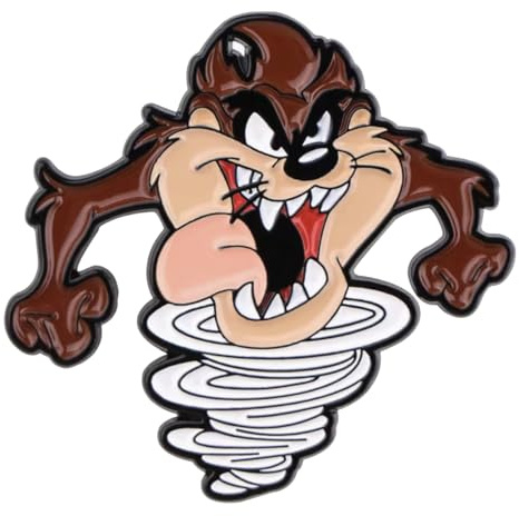 Pin's Looney Tunes - Taz - Diable de Tasmanie - Tornade - Cartoon Dessin Animé Retro Vintage - Pin Epinglette Broche Decorative 3.5 x 4 cm - Accessoire VEtement Trousse Sac