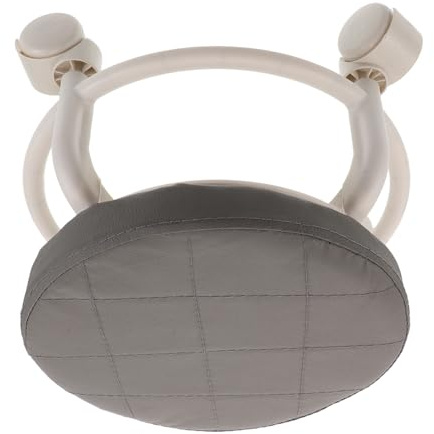 ARTSEWPLY Tabouret Pivotant à roulettes en Similicuir Gris 25 CM – Siège Roulant Bas Mobile pour Salon de Beauté Pédicure et Atelier – Tabouret Robuste et Compact Spa et Bureau
