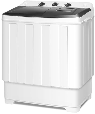 Nictemaw Portable 30Lbs Twin Tub Washing Machine Washer and Dryer Combo, Compact Laundry Machine with Drain Pump, Time Control, Semi-Automatic 19Lbs Washer and 11Lbs Spinner for Apartment Dorms RV