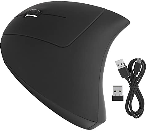 POENVFPO Ratón para Zurdos, 2,4 GHz, Ergonómico Vertical, 800/1200/1600 dpi, Ratón óptico Inalámbrico para Zurdos para Ordenador (Modelo de Carga para Mano Izquierda)