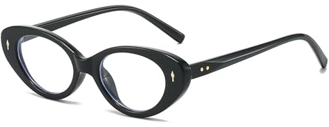 LJCZKA Gafas Luz Azul Ovaladas para Mujer Pequeñas Ojo de Gato Gafas Filtro Luz Azul y2k Estrecho Marco Antifatiga para Ordenador, Descanso, Juegos