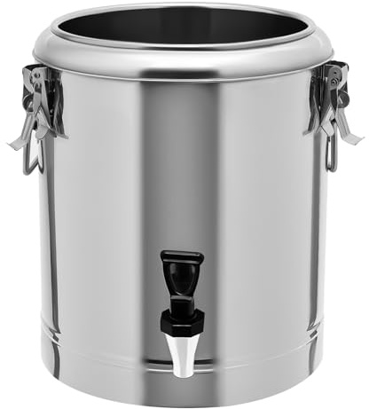 Edelstahl Getränkespender, 14L Transport Thermobehälter mit Zapfhahn, Auslaufsicherer Thermobehälter mit Deckel für Schulkantinen Restaurants Partys Picknicks Im Freien und Camping