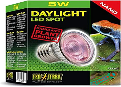 Exo Terra Daylight LED Spot NANO, LED Tageslichtlampe, für den Gebrauch im Exo Terra Reptile Dome Nano, 5W, Fassung E27, Silber, 1 Stück (1er Pack)