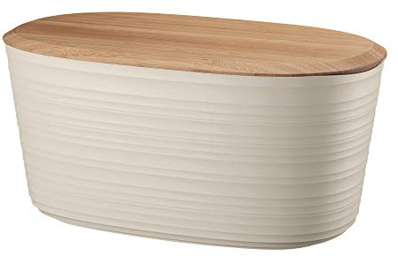 Guzzini - Tierra, Cassetta Pane in Plastica Riciclata con Coperchio Tagliere in Bamboo - Argilla, 39.2 x 23.2 x h 19 cm | 10 lt - 17960079