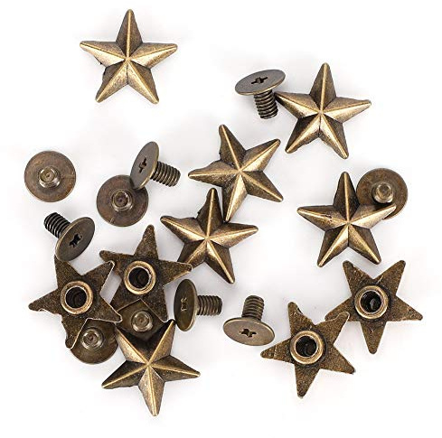 50 pezzi rivetto in lega di zinco rivetto a vite rivetto a forma di stella con viti per borse vestiti scarpe cinture vestiti fai da te scarpe decorazione accessori 14mm(Bronzo)