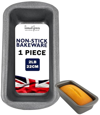 Samuel Groves Single 2lb Loaf TinsNon Stick Coated Bread Baking Mould Pan Set, Bread Tin, Bread Pans for Baking, Loaf Cake Tin, PFOA Free UK Made, Bread Tins, Loaf Tins