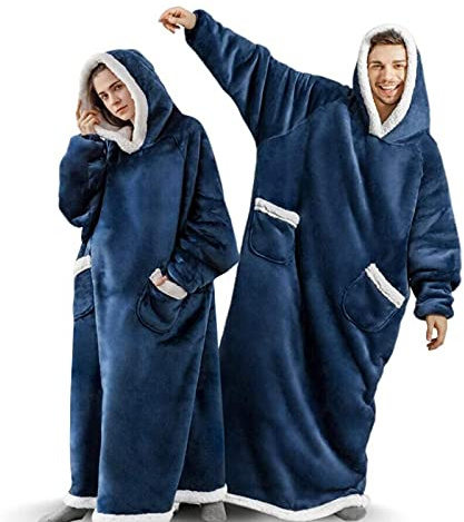 EAHOME Extra Long Hoodie Blanket Sweatshirt 3XL for Women Men 1pcs, Super Warm and Cozy Big Blanket Hoodie, Wearable Flannel Blanket with Sleeves and Pocket