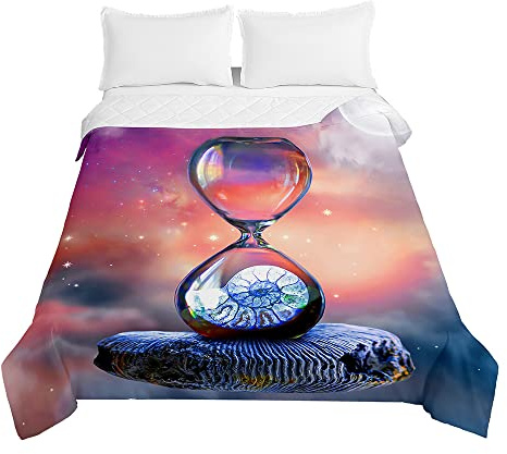 Surwin Trapuntino Copriletto Trapuntato Primaverile Estivo,Stile Moderno,Trapuntino in Morbida Microfibra Stampa Clessidra 3D Leggero Coperta Letto Singolo Matrimoniale (Pietra,100x150cm)