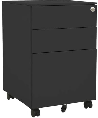 vidaXL Aktenschrank mit Rollen Rollcontainer Bürocontainer Schubladenschrank Büroschrank Stahlschrank Metallschrank Schrank Anthrazit 39x45x60cm Stahl