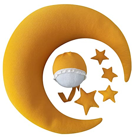 Uposao Newborn Photography Props Cushion Posing Beans Bag Boy Girl Crescent Moon Posing Aid Pillow Professional Baby Photograph Shoot Set with 4 Stars