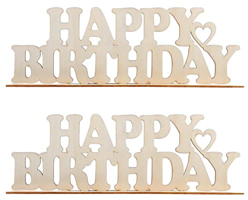 Lamantery Lot de 2 panneaux en bois « Happy Birthday » - Lettres en bois à peindre soi-même - Décoration de fête d'anniversaire