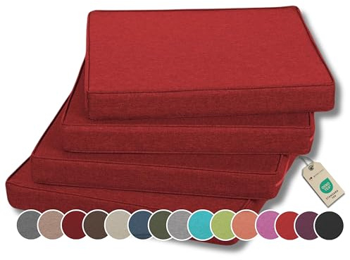 Gutekissen® Stuhlkissen Polsterauflage Auflage für Stühle/Bänke für Haus und Garten Sitzauflage Gartenkissen Sitzkissen viele Farben FK5 (40x40, Rot, 4)