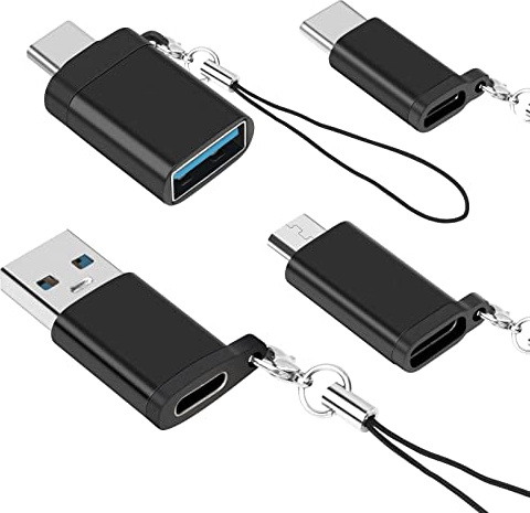 AIYEEN USB-C auf USB 3.0 Adapter, USBC Buchse auf USB Stecker Adapter, Type C auf Micro USB Adapter, Micro-USB (Buchse) auf USB C (Stecker) Adapter mit Lanyard (4 Stück)