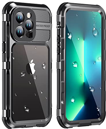 WIFORT für iPhone 13 Pro Hülle wasserdichte,360 Grad Outdoor Schutzhülle mit Kameraschutz Displayschutz, Stoßfest Staubdicht IP68 Wasserdicht Handyhülle Komplettschutz Panzerhülle Hard Case Schwarz