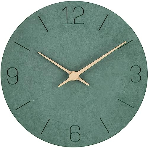 Orologio da parete grande, silenzioso, senza ticchettio, moderno in legno, verde, senza cornice, digitale, per bambini, esterni, giardino, camera da letto, soggiorno, bagno, cucina, ufficio, doccia