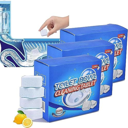 Flushbright - Limpiador de inodoro – Tabletas de limpieza de inodoro Flushbright, tabletas limpiadoras automáticas de inodoro, limpiador de inodoro de larga duración para tanque de inodoro (3 cajas)
