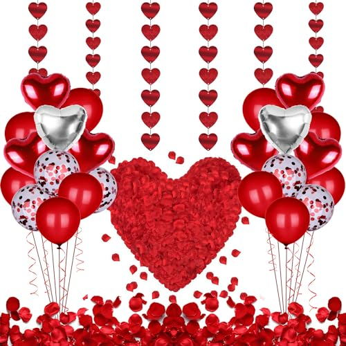 31 Pièces Deco Saint Valentin Kit Saint Valentin Decoration Saint Valentin Ballon Coeur Petale de Rose Rouge Deco Romantique pour La Saint Valentin Mariage Anniversaire La Fête Anniversaire