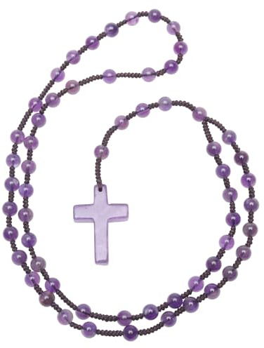 Nupuyai Kreuz Anhänger mit Rosenkranz Kette Edelstein Gebetskette für Damen | Edelstein Gebetskette Katholische Kreuz Halskette, Meditation Heilstein, Reiki Schmuck & Amulett für Damen Herren