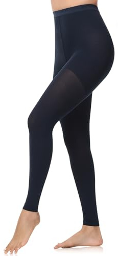 Beister Pantis de compresión médica para mujeres y hombres, medias de soporte graduado de 20-30 mmHg, medias de compresión opacas sin pies de cintura alta para venas varicosas, edema, vuelo, azul