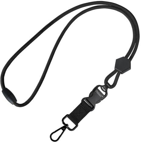 Fishent Breakaway Neck Lanyards for ID Badges, Adjustable Sturdy Round Cord Heavy Duty Key Lanyard with Detachable Buckle for Men Women Car Keys Card Holder (Black)