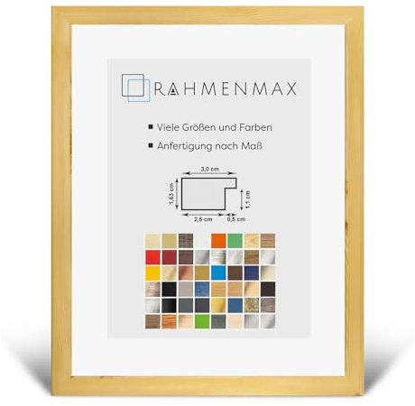 RahmenMax Morena Bilderrahmen Posterrahmen 38x98 cm Kiefer Dekor 98x38 cm mit weisser Rückwand und klarem Acrylglas