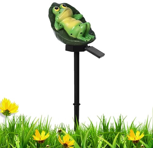 Lampade solari decorative, paletto da giardino decorativo,Lampade decorative su picchetto a forma di rana - Statua ornamentale di animali, luci decorative da esterno, decorazione di rana di vaso