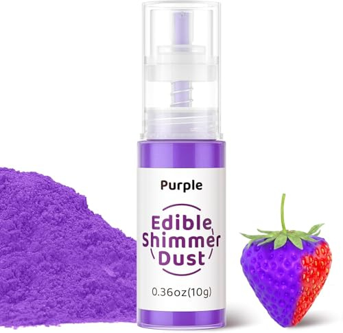 Wwtop Paillettes Comestibles, 10g Paillettes Alimentaires Comestibles Spray, Colorant Alimentaire Poudre, Poudre de Poussière Comestibles pour Boissons, Gâteaux, Cocktail,Chocolat, Bonbons (Violet)