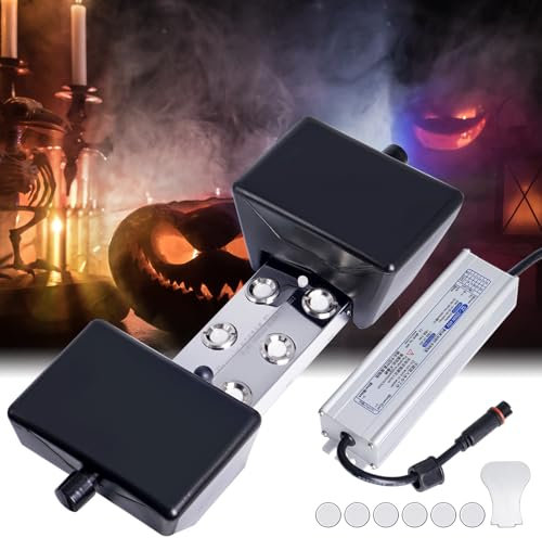 MUALROUS Mist Maker 6 Head Ultrasonic Fogger 4.5L/H Pond Fogger with 250W Waterproof Power Supply, Buoy, and Replacement Discs for Pond Greenhouse Lawn Fish Tank Halloween Decoration
