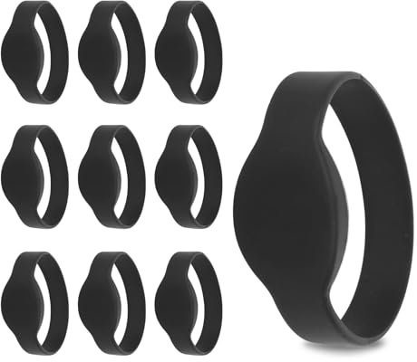 Bracelets RFID, 10 pièces 13,56 MHz bracelet en silicone étanche bracelet de carte IC bande de contrôle d'accès pour piscine sauna clubs de fitness (Noir)