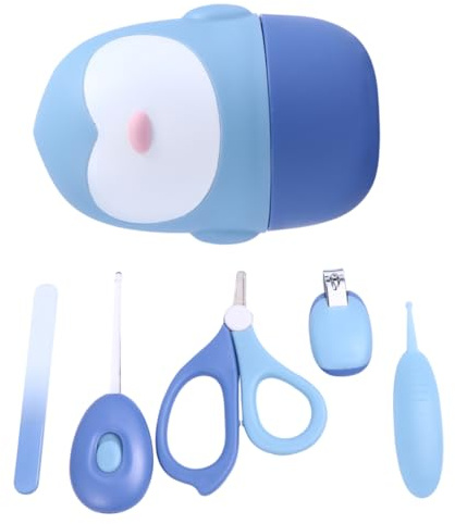 BESTonZON Nagelpflege-set mit Schere Feile Led-ohrlöffel Knipser und Pinzette aus Pp und Edelstahl für Junge Mädchen Kleine Finger und Zehen Ergonomische Griffe für Sicheren Halt in Etui