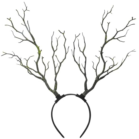 MOSTORY Woodland Zweig Geweih kopfschmuck für Waldelfe Kostüm Damen, Grüner Großer Baumzweig Haarreifen für Renaissance Cosplay Karneval