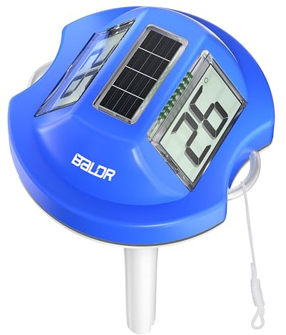Termómetro piscina solar flotante BALDR con doble pantalla antirreflejos, IPX7 impermeable para piscinas, spa y estanques, lectura fácil(Azul oscuro)