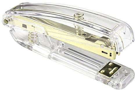 Staplers for Desk, Staples Small Stapler Stapler Minimalist Style Stapler Labor Saving Easy Stapling Acrylic Metal Handheld Stapler Comfortable Grip for Office School (Gold)
