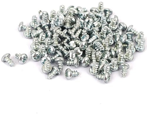 TA-VIGOR 100Pcs Self Tapping Screws, M3 Phillips Pan Head Screw, 6mm Round Head Tapping Screws, Carbon Steel Machine Wood Fasteners Bolts for Wood, Drywall, Furniture, Repairing