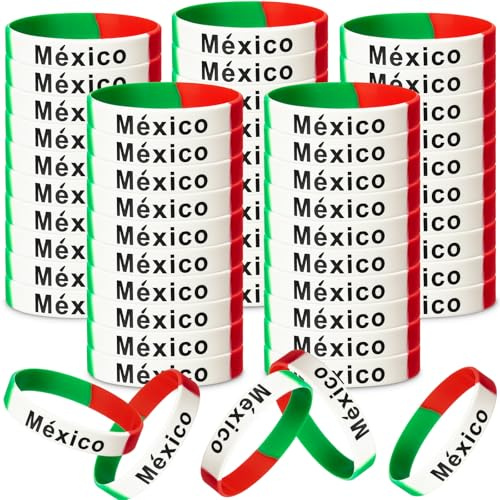 Leitee 60 Pcs Mexico Silicone Bracelets 16 De September Mexico Decorations Mexican Independence Day Decorations Mexican Souvenirs Bulk for Party Favor
