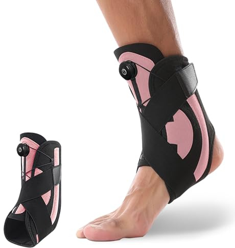 Sprunggelenkbandage, Einstellbares Bandage Fußgelenk,Flexible Knöchelbandage Sprunggelenk, Fußbandage,Ultra Dünn Fersensporn Plantarfasziitis Bandage,Laufen Fussball,Rechte & Linke Fußgelenk-Rosa