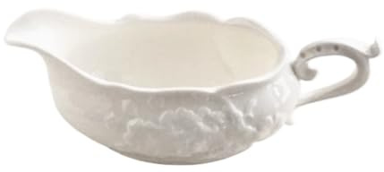 Saucière exquise en céramique blanche pour sauces, lait et café, design médiéval en relief, parfait pour rôtir des plats et décoration élégante de table de salle à manger