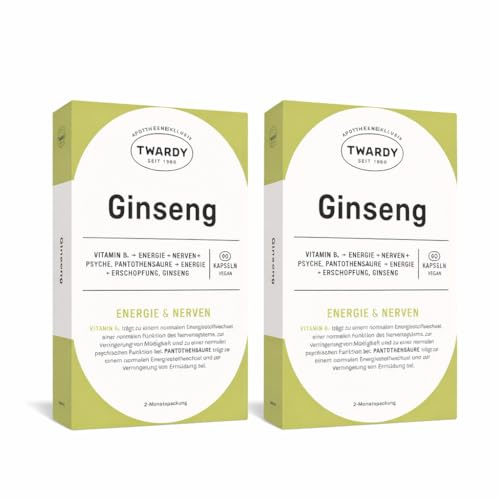 Astrid Twardy Ginseng Kapseln – Mit Panax Ginseng C.A Meyer und Vitamin B6 für weniger Müdigkeit und einen normalen Energiestoffwechsel - 2x60 Kapseln