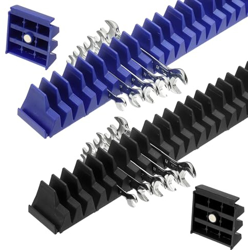 PATIKIL 46pcs Magnetic Wrench Organizer for Tool Box, Magnetic Modular Wrench Organizer Holder Toolbox Universally for 46 Tools Drawer Chest Ratcheting Offset Wrenches, Black Blue