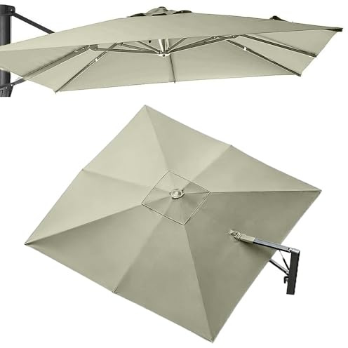 QSPNVFB Square Cantilever Umbrella Canopy 10x10ft 8 Ribs Pool Umbrella Replacement Cloth, Yard Patio Offset Parasol Top Cover Replacement Fabric Anti-UV(Taupe,Single top 3m (x10'))