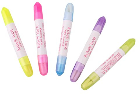 FRCOLOR Penna per Rimozione Unghie 5 Pezzi in Plastica Facile da Trasportare Correttore per Unghie per Uso Professionale e Domestico Colore Casuale