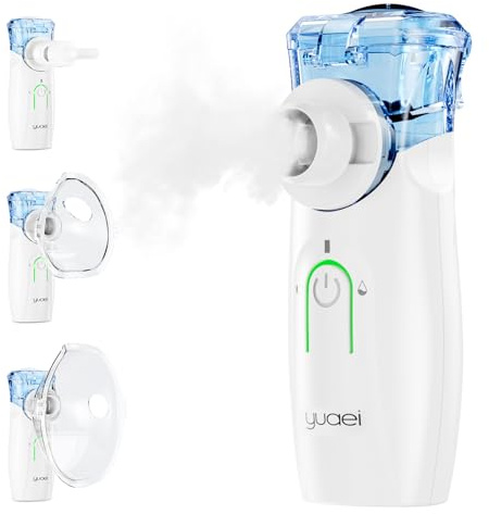 Nebuliser Machine for Adults Inhaler Nebulizer: Portable Nebuliser for Adults - Kids Rechargeable Silent Nebulizer with 2 Masks and 1 Mouthpiece Easy Use Handheld Inhalator for Home Bedroom Travel Use